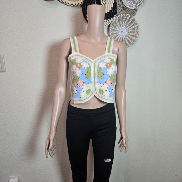 Pretty Little Thing Women Summer Crochet Tank Tops Colorful Floral Embroidery... - Picture 3 of 11